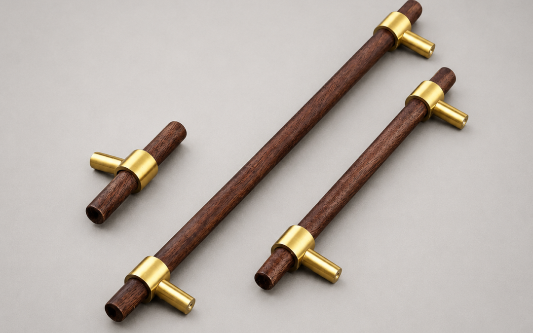 BRONTE LH-13 Premium Wood & Brass Cabinet Handle